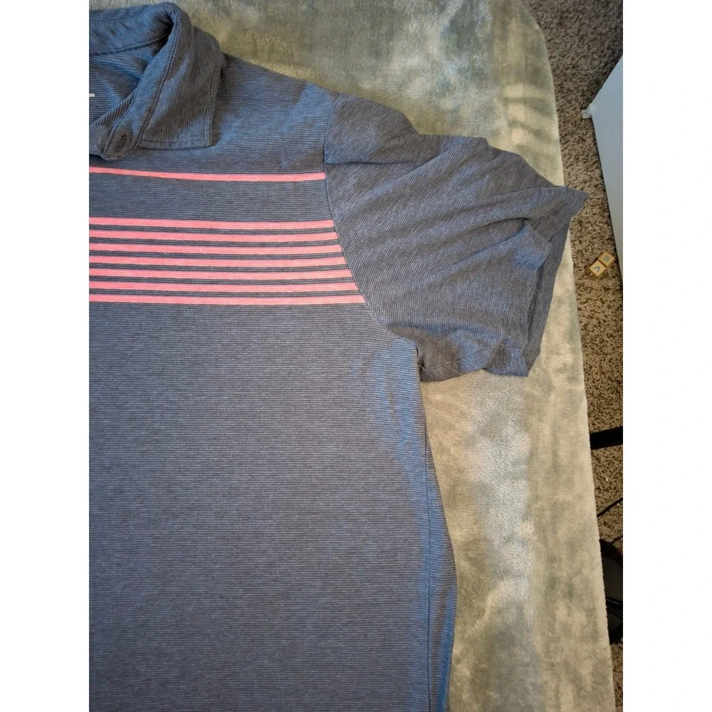 Vineyard Vines Mens Edgartown Polo Shirt Grey Pink Striped XL‎ Pima Cotton Blend